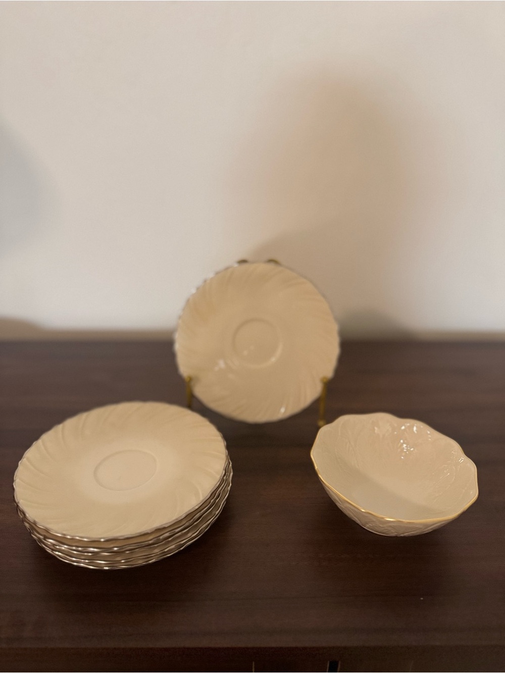 Lenox Cream Dinnerware plates with Gold Trim